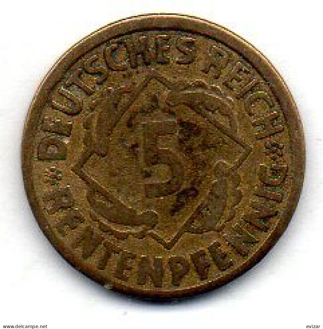 GERMANY - WEIMAR REPUBLIC, 5 Renten Pfennig, Aluminum-Bronze, Year 1924-G, KM # 32 - 5 Rentenpfennig & 5 Reichspfennig