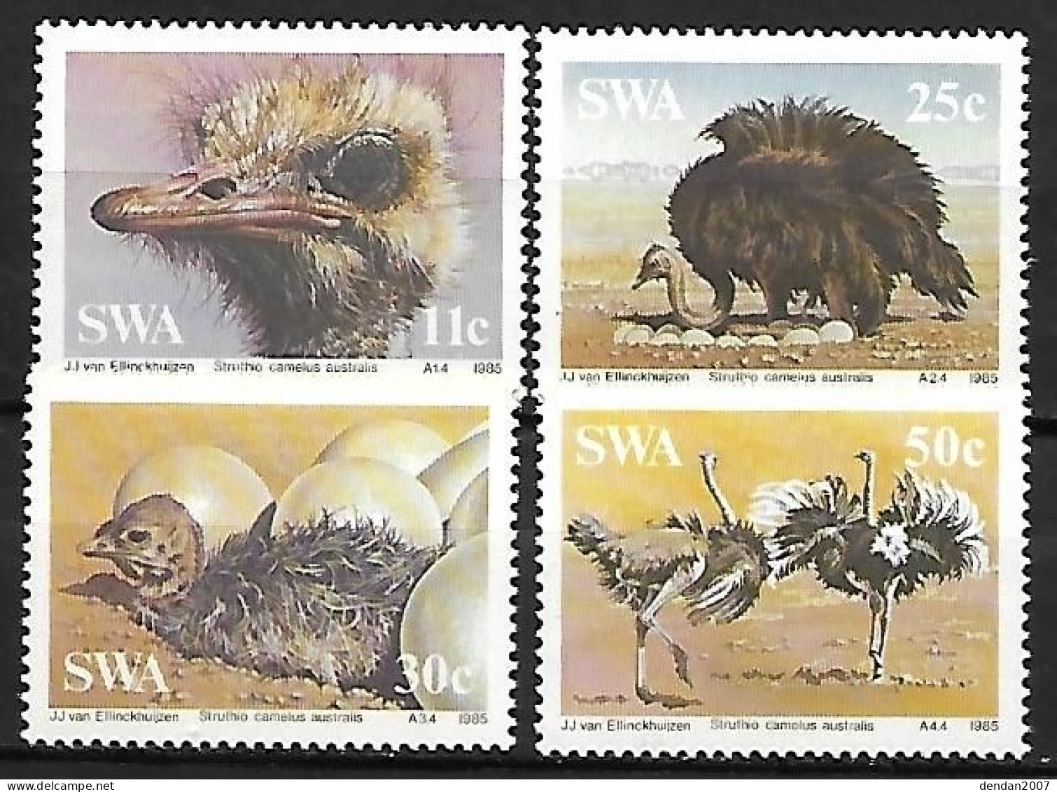 Family OSTRICH - MNH ** Complete Set - SWA 1985 : Ostrich - Struthio Camelus - Struzzi