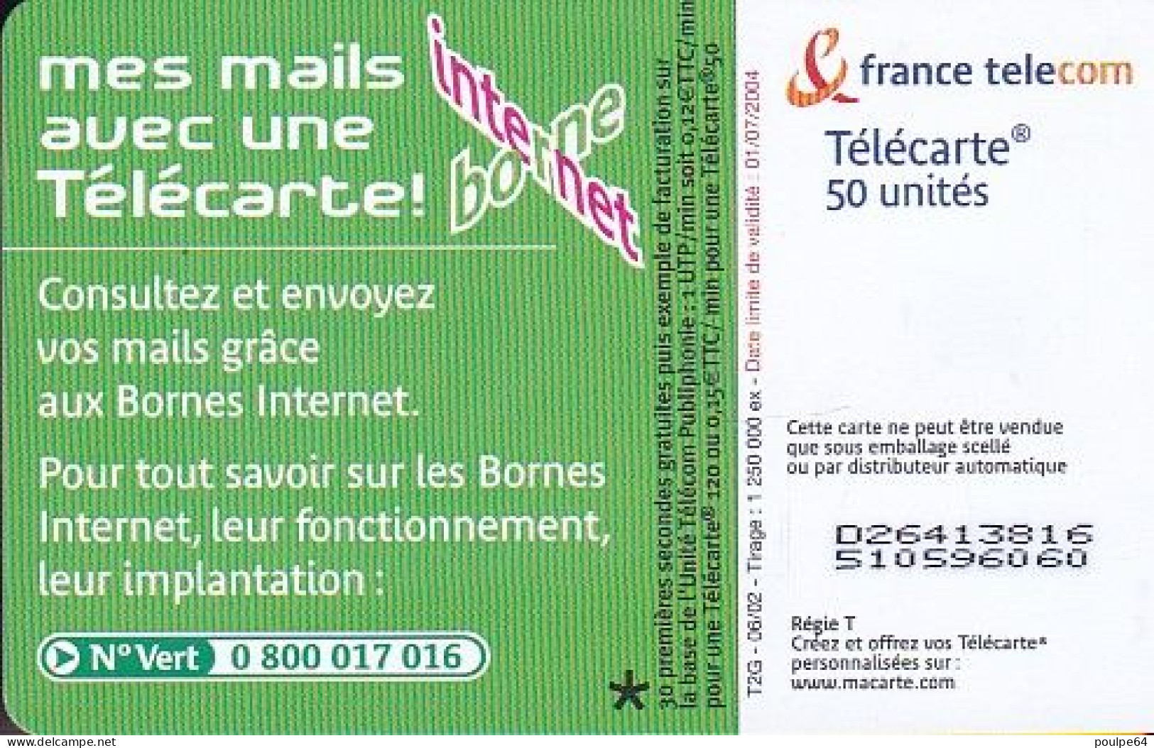 F1224A  06/2002 - BORNE INTERNET - MAILS - 50 OB2 - 2002