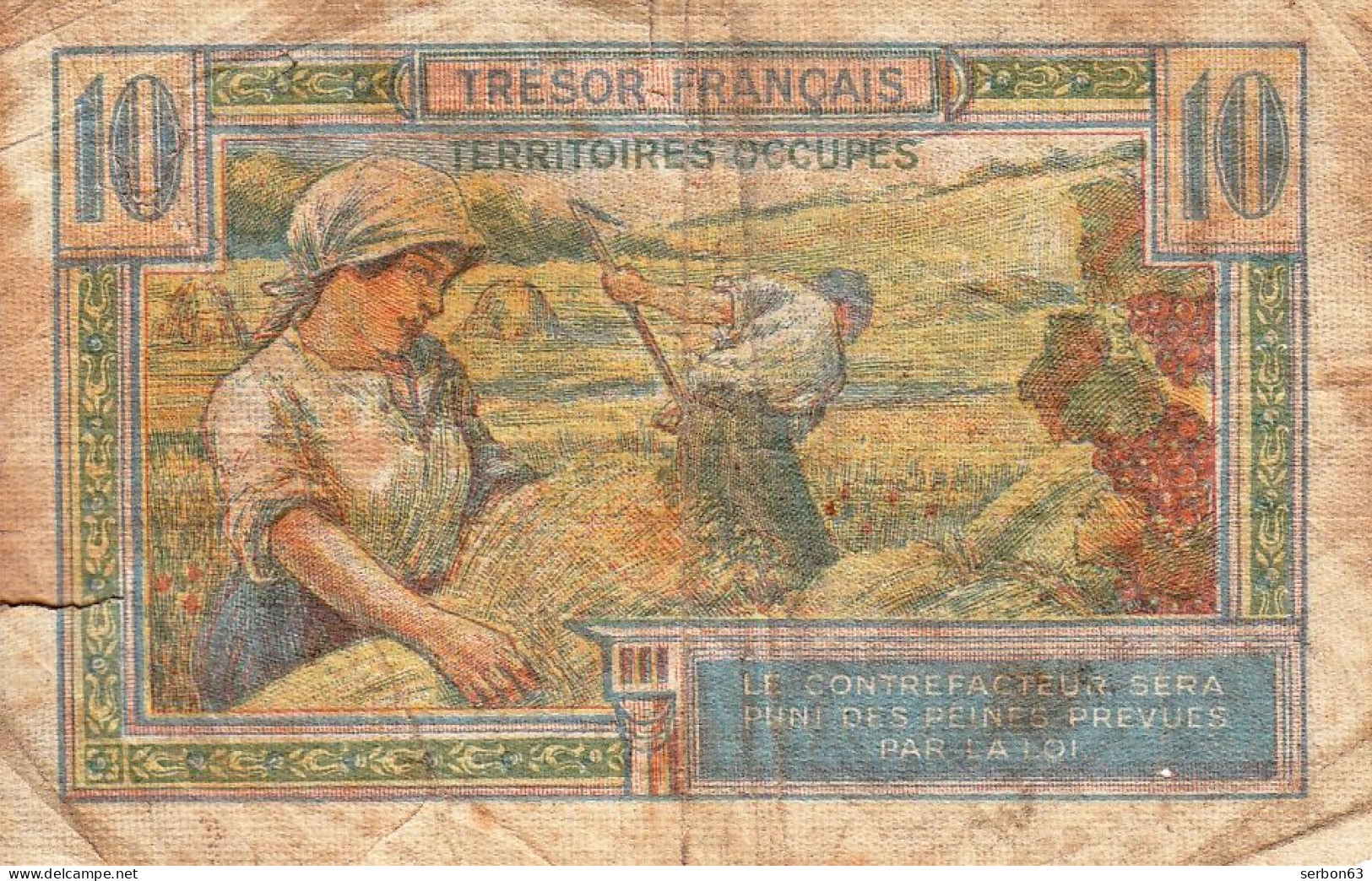 BON - BILLET - MONNAIE - TRÉSOR FRANÇAIS - 10 FRANCS - N° A 00189826 TERRITOIRES OCCUPES VENTE EN L'ETAT - 1947 French Treasury