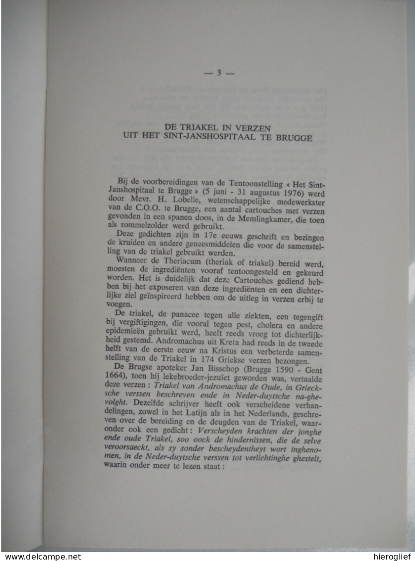 De Triakel In Verzen Uit Het Sint-Janshospitaal Te Brugge Door L.J. Vandewiele 1975-76 / Hospitaal Sint-Jan Kliniek - Histoire