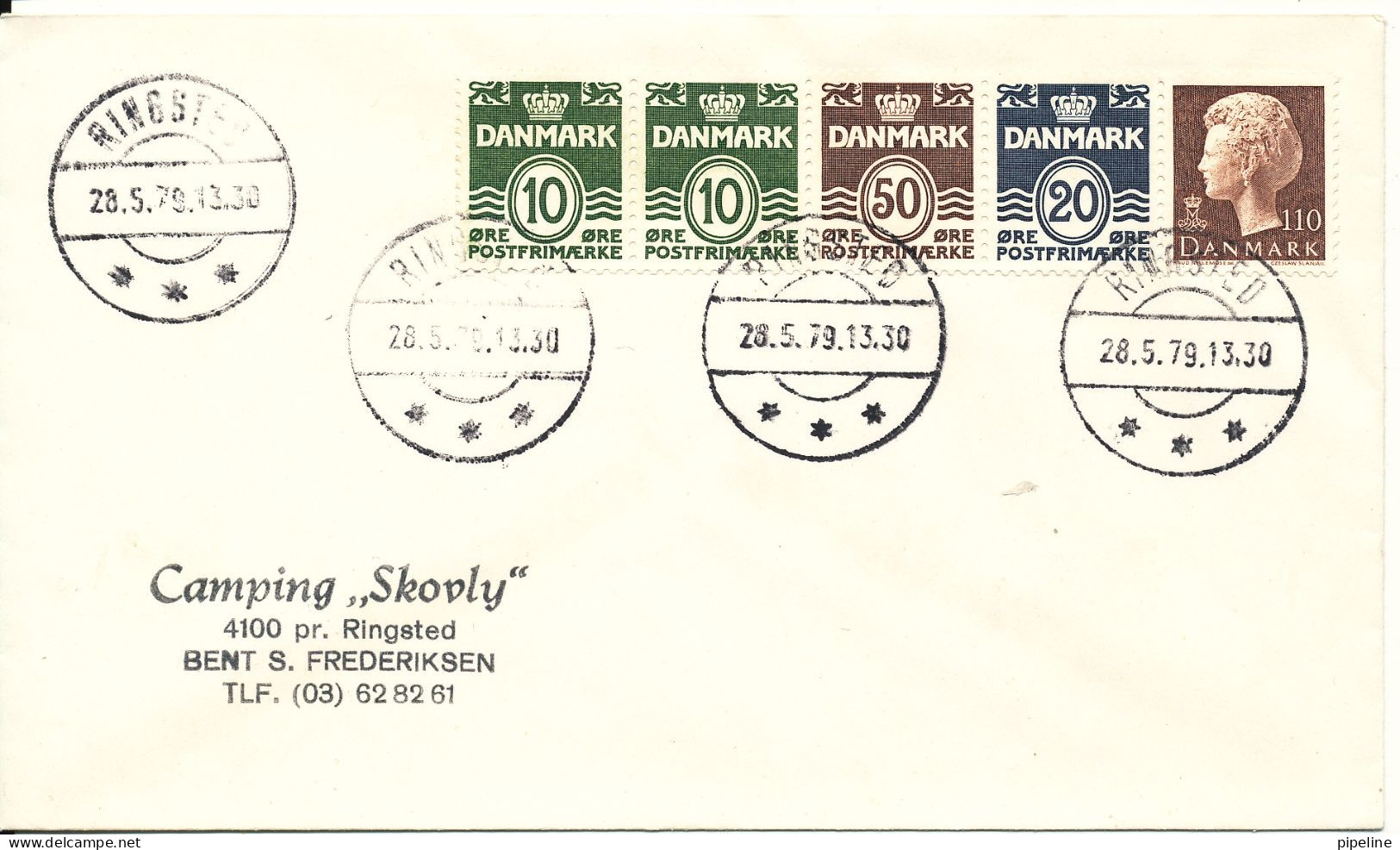 Denmark Cover Ringsted 28-5-1979 With A 5 Stripe From Booklet - Cartas & Documentos