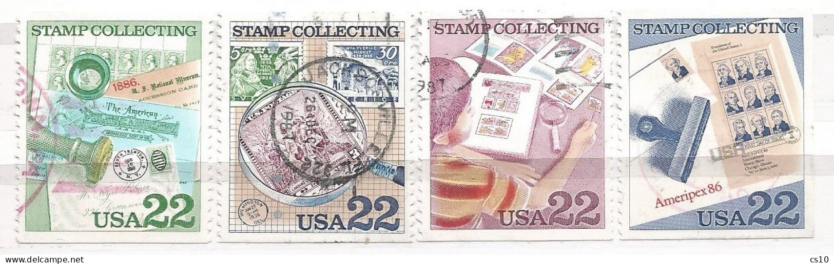 USA 1986 Stamp Collecting Cpl 4v Set From Booklet - SC. # 2198/2201 - VFU - Stroken En Veelvouden