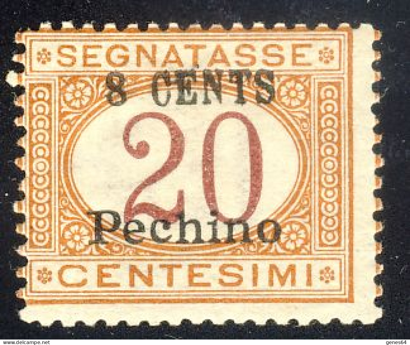 1918 - Segnatasse 8 Su 20 C. Arancio E Carminio Nuovo Gomma Integra E Leggera Traccia Di Linguella Mlh  (Sassone N°6) - Peking