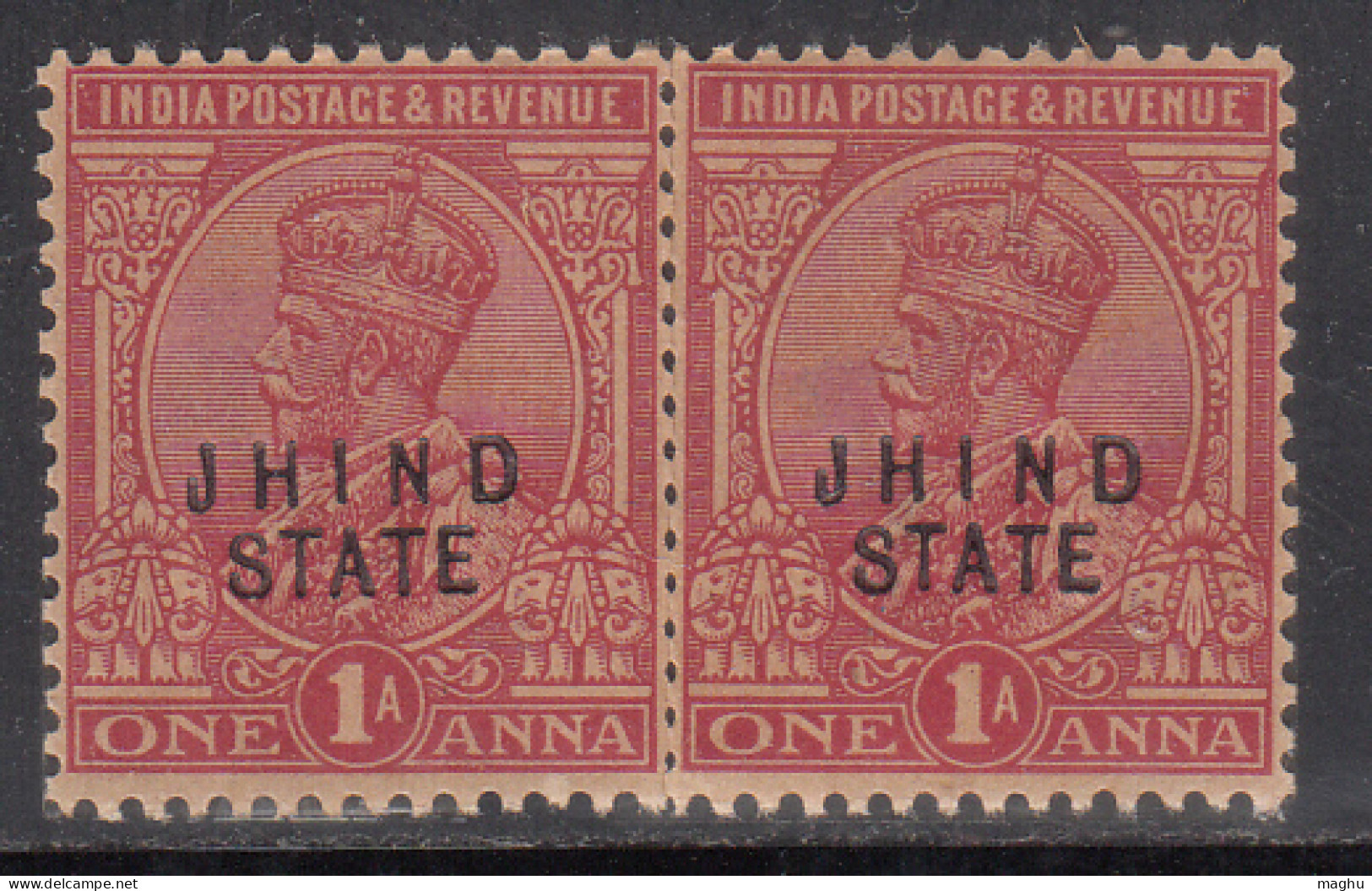 1a Pair MH KGV Series1914-1917, SG66 Jhind State British India - Jhind