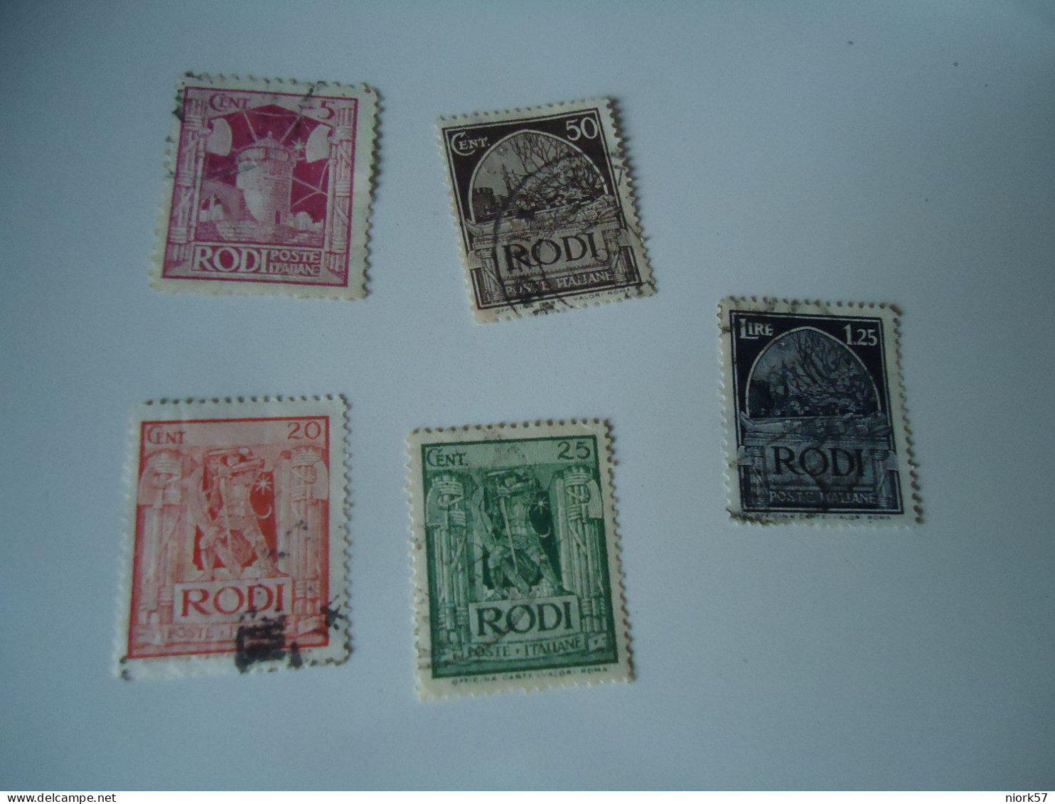 RHODΙ  ITALY  GREECE USED  5  STAMPS - Ägäis (Rodi)