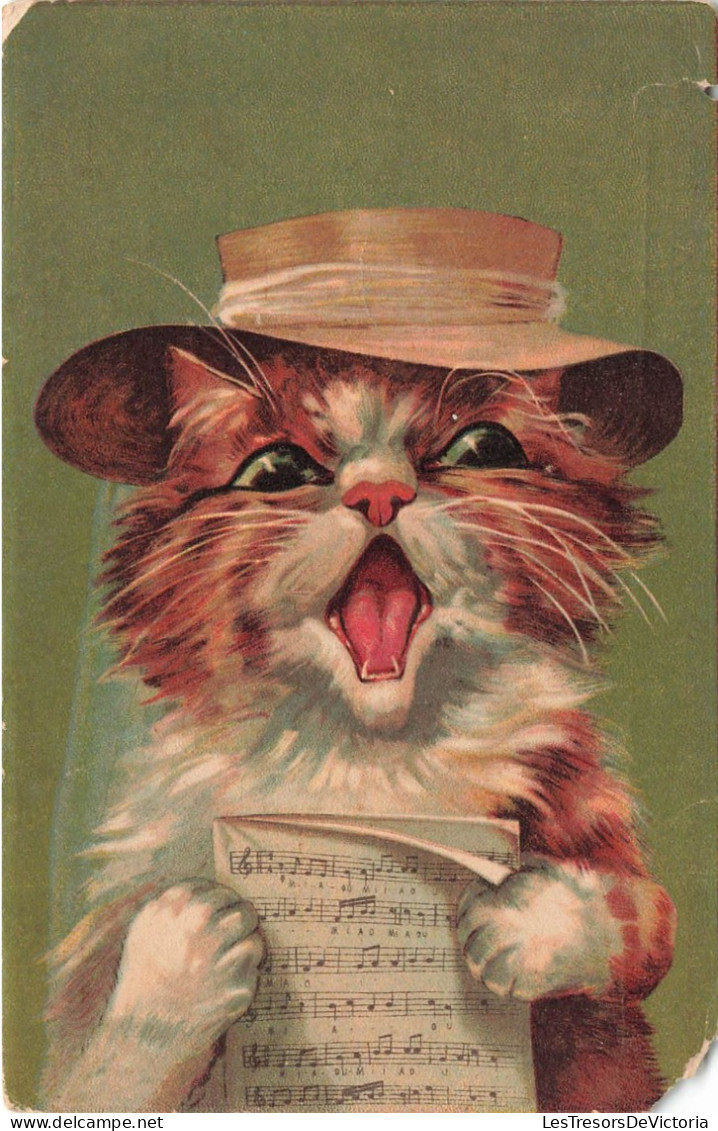 ARTS - Peintures Et Tableaux - Un Chat Qui Chante En Tenant Un Solfège - Carte Postale Ancienne - Pintura & Cuadros