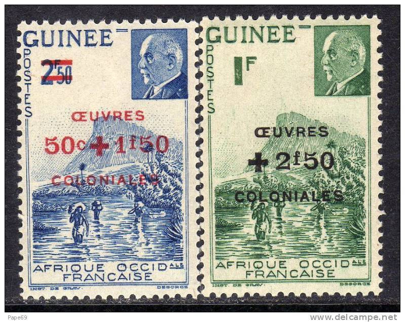 Guinée Française N° 185 / 86 XX , Gué à Kitim Et Effigie Du Maréchal  La Paire Surchargée  Sans Charnière, TB - Other & Unclassified