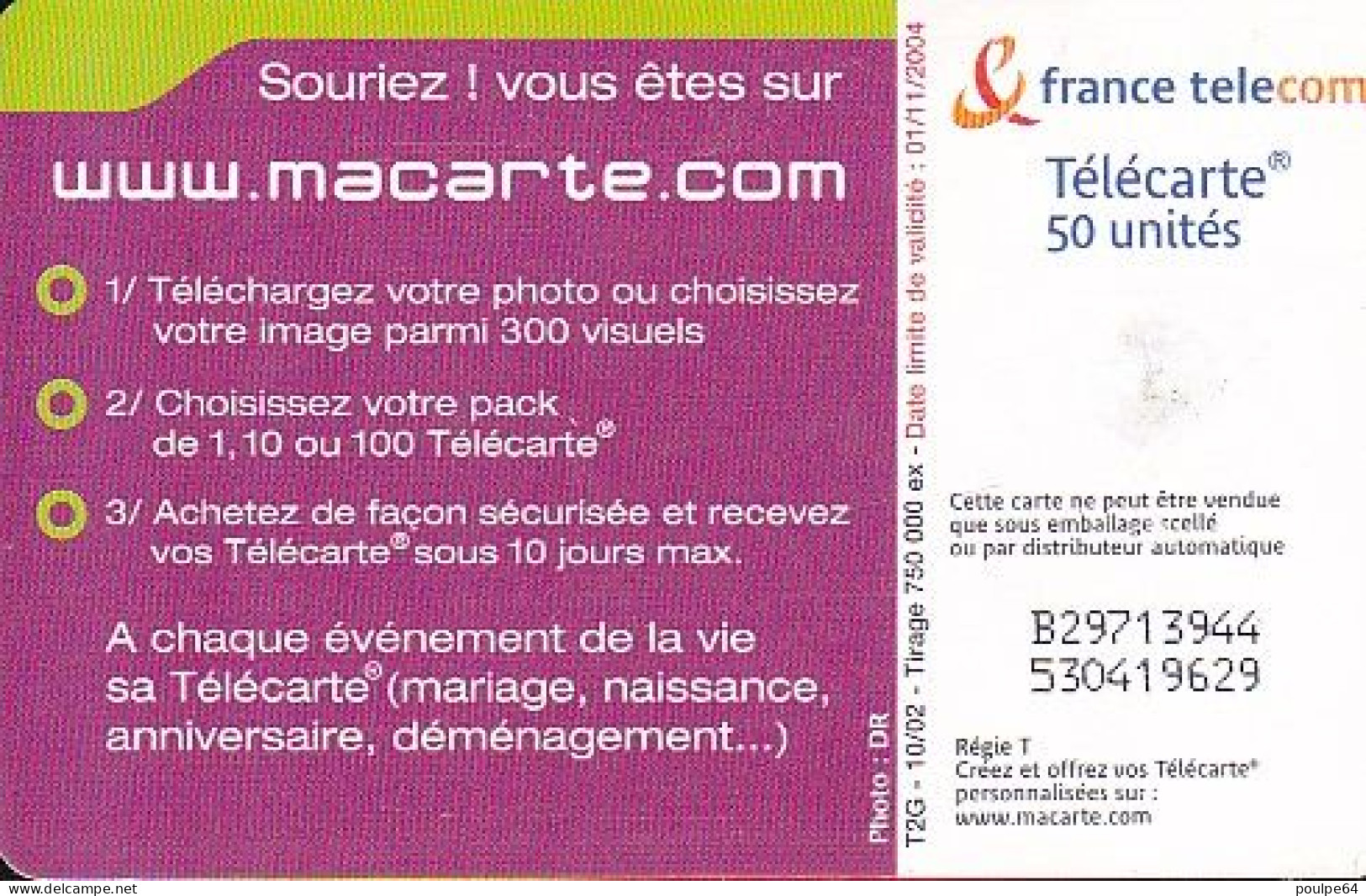 F1252  10/2002 - MACARTE.COM " Futur Mariage "  - 50 GEM2 - 2002