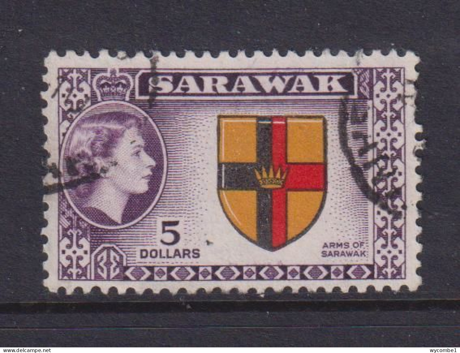 SARAWAK -  1955 Definitive $5 Used As Scan - Sarawak (...-1963)