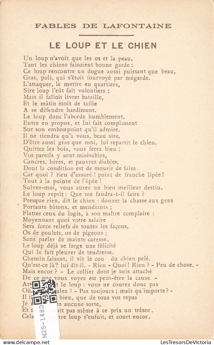 CONTES - FABLES & LÉGENDES - Fables De Lafontaine - Le Loup Et Le Chien - Carte Postale Ancienne - Fairy Tales, Popular Stories & Legends