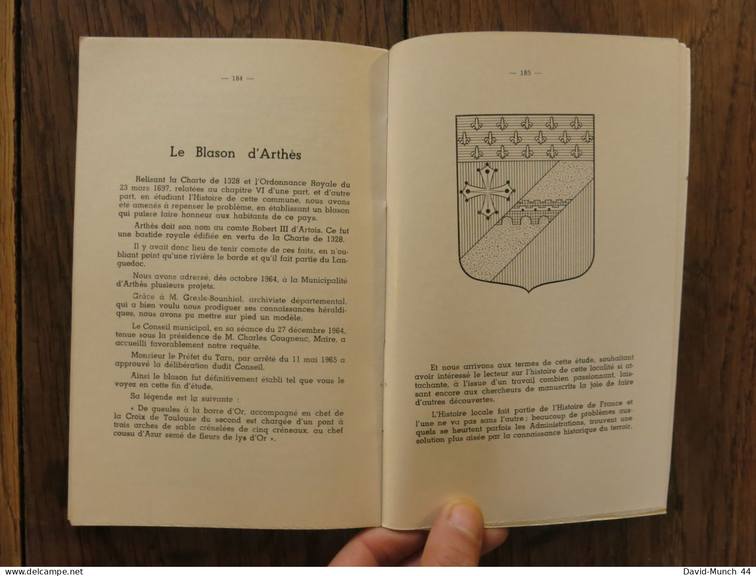 Histoire d'Arthès (Tarn), sa charte et ses légendes de Daniel Gros. 1966