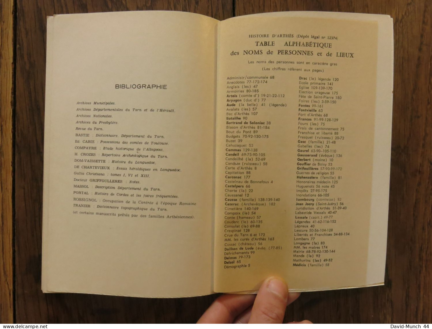 Histoire d'Arthès (Tarn), sa charte et ses légendes de Daniel Gros. 1966