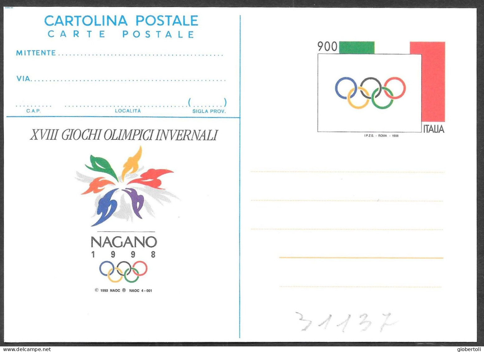 Italia/Italy/Italie: Intero, Stationery, Entier, "Nagano1998" - Inverno1998: Nagano