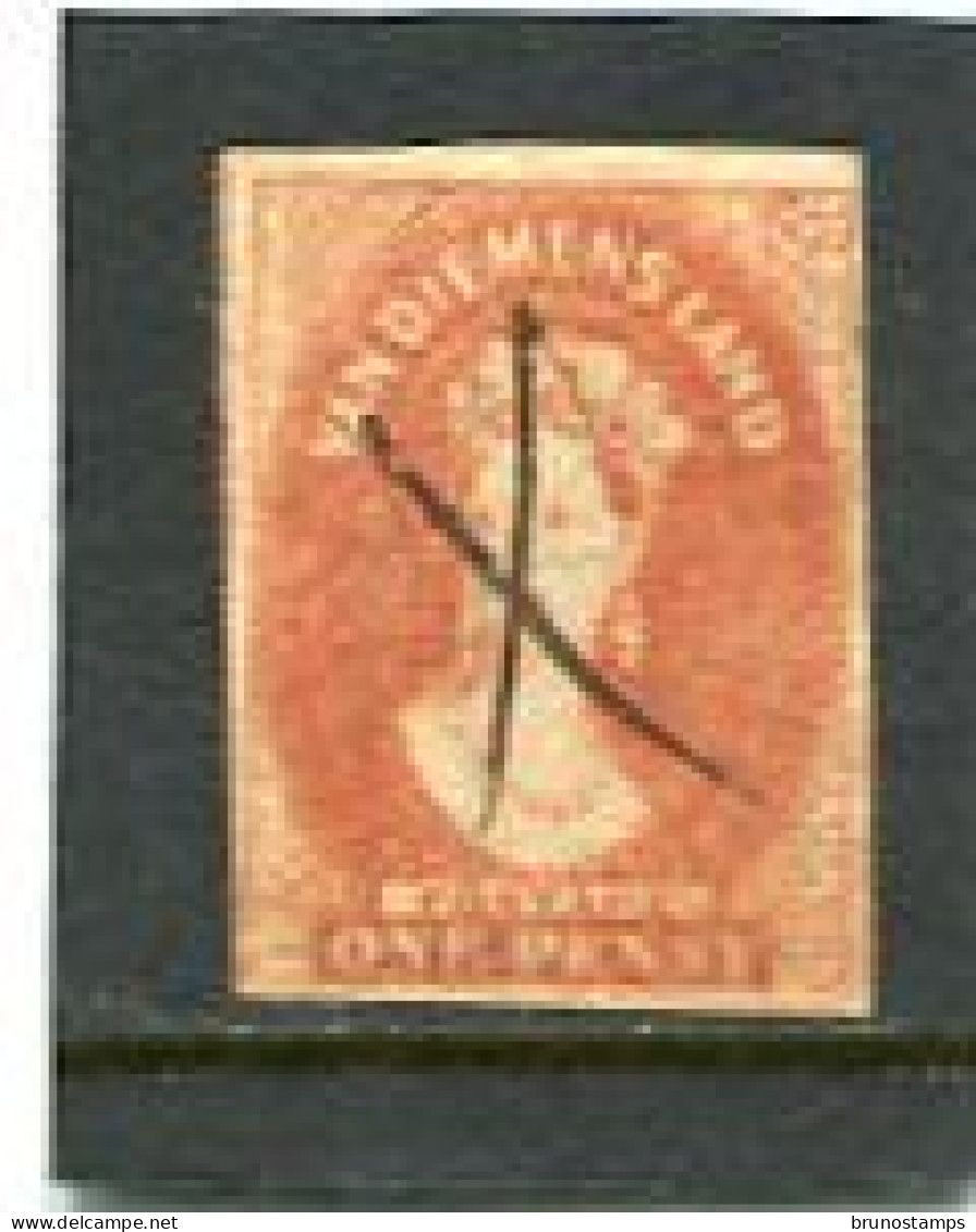 AUSTRALIA/TASMANIA - 1857  1d  CARMINE  WMK DOUBLE LINED NUMERALS  PEN CANCELLATION  SG 29 - Used Stamps