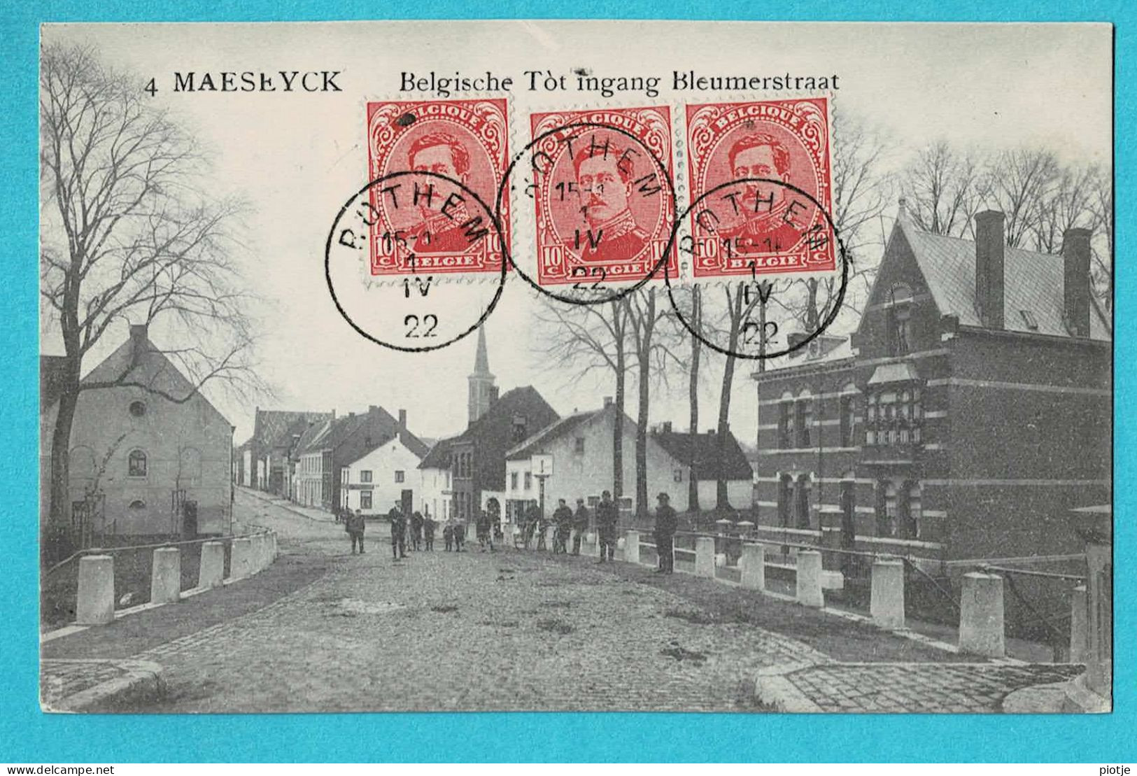 * Maaseik - Maaseyck (Limburg) * (Ed. G. Werry Beck, Nr 4) Belgische Tot, Ingang Bleumerstraat, Animée, Timbre, TOP - Maaseik
