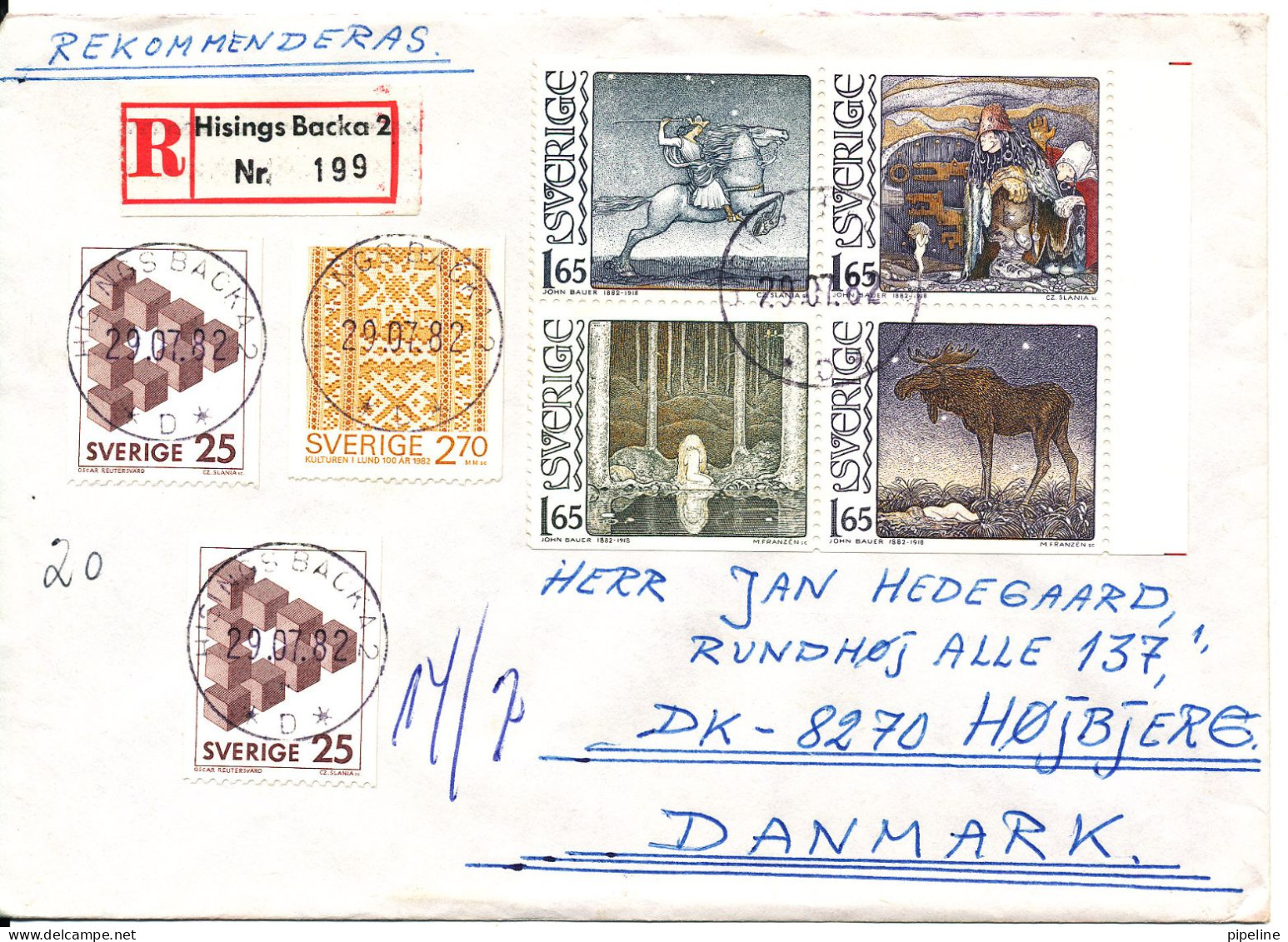 Sweden Registered Cover Sent To Denmark Hisings Backa 29-7-1982 Very Good Franked And Canceled - Lettres & Documents