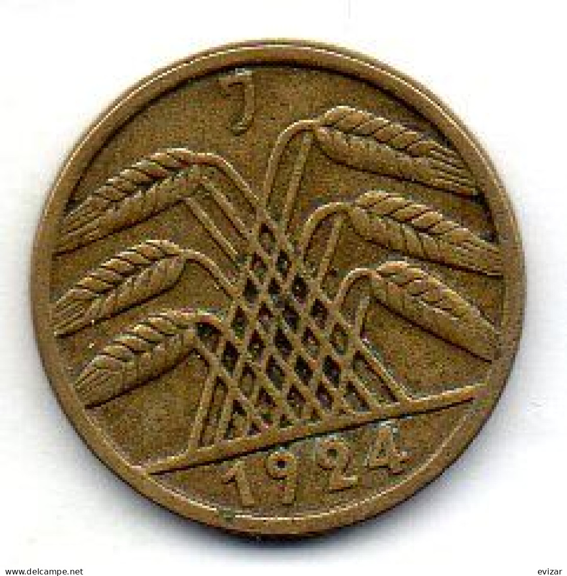 GERMANY - WEIMAR REPUBLIC, 5 Reichs Pfennig, Aluminum-Bronze, Year 1924-J, KM # 39 - 5 Rentenpfennig & 5 Reichspfennig