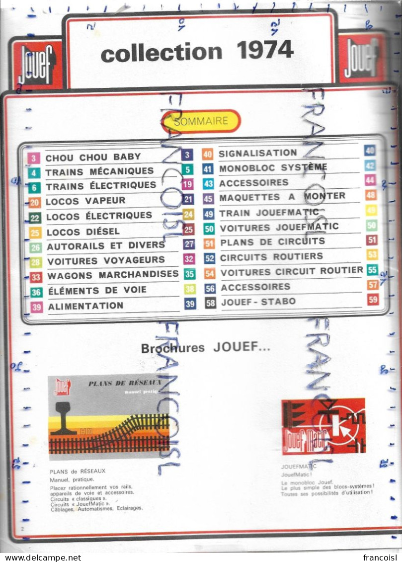 Catalogue Jouef 1974. Circuits De Trains Et Voitures - Bahnwesen & Tramways