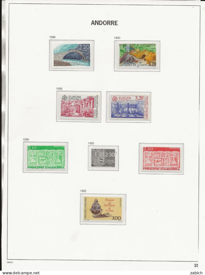 ANDORRE 1988 /1990  C 29 TIMBRES NEUFS SANS CHARNIERES - Nuovi