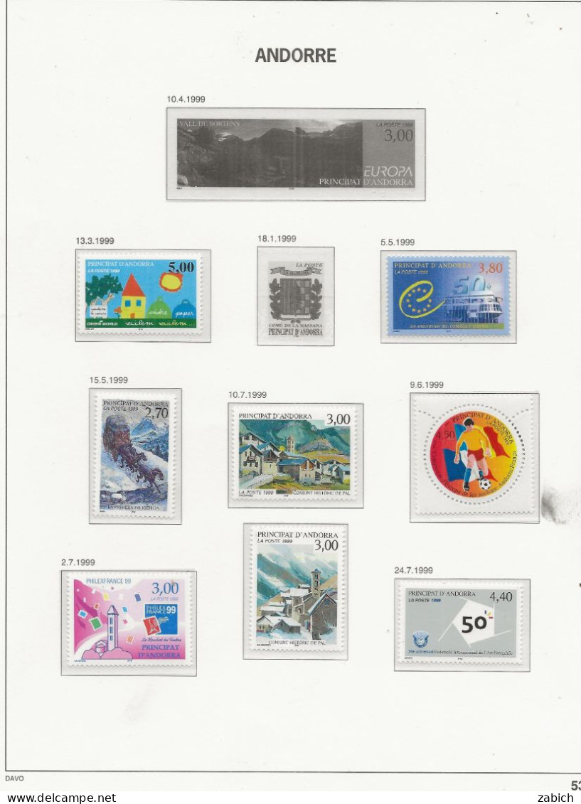 ANDORRE 1999 /2000  23 TIMBRES NEUFS SANS CHARNIERES + BLOC - Ungebraucht