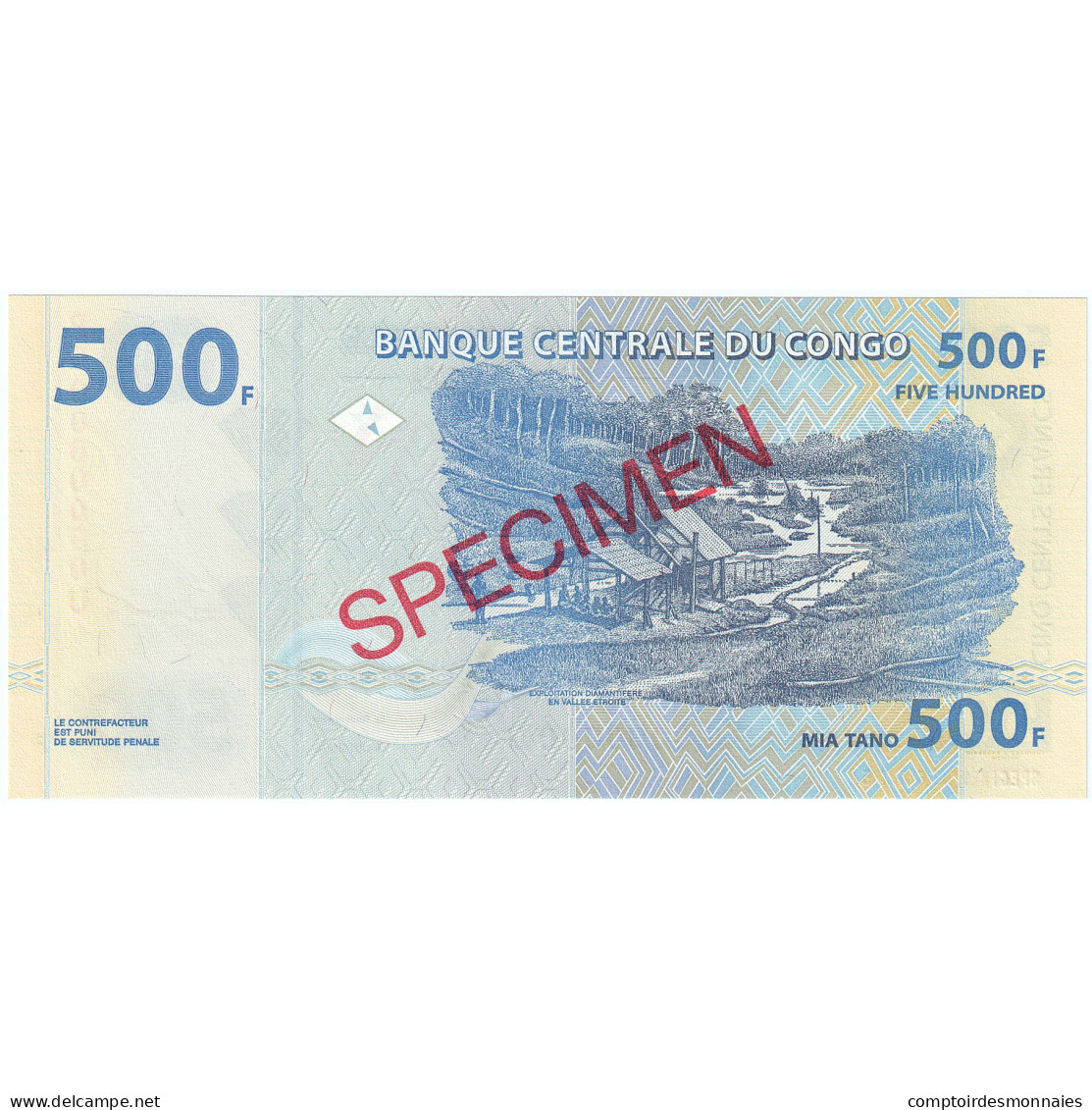 Billet, Congo Democratic Republic, 500 Francs, 2002, 04.01.2002, KM:96s, NEUF - Democratische Republiek Congo & Zaire