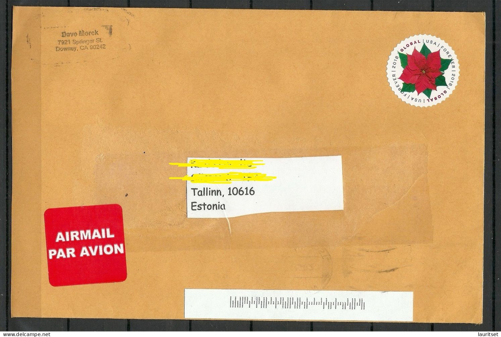 USA 2023 Air Mail Cover To ESTONIA Par Avion - Covers & Documents