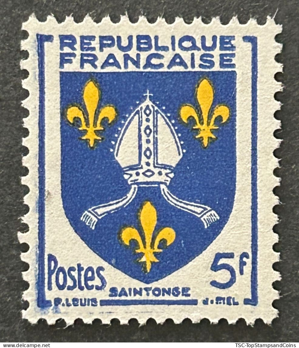 FRA1005MNH2 - Armoiries De Provinces (VII) - Saintonge - 5 F MNH Stamp W/o Gum - 1954 - France YT 1005 - 1941-66 Coat Of Arms And Heraldry