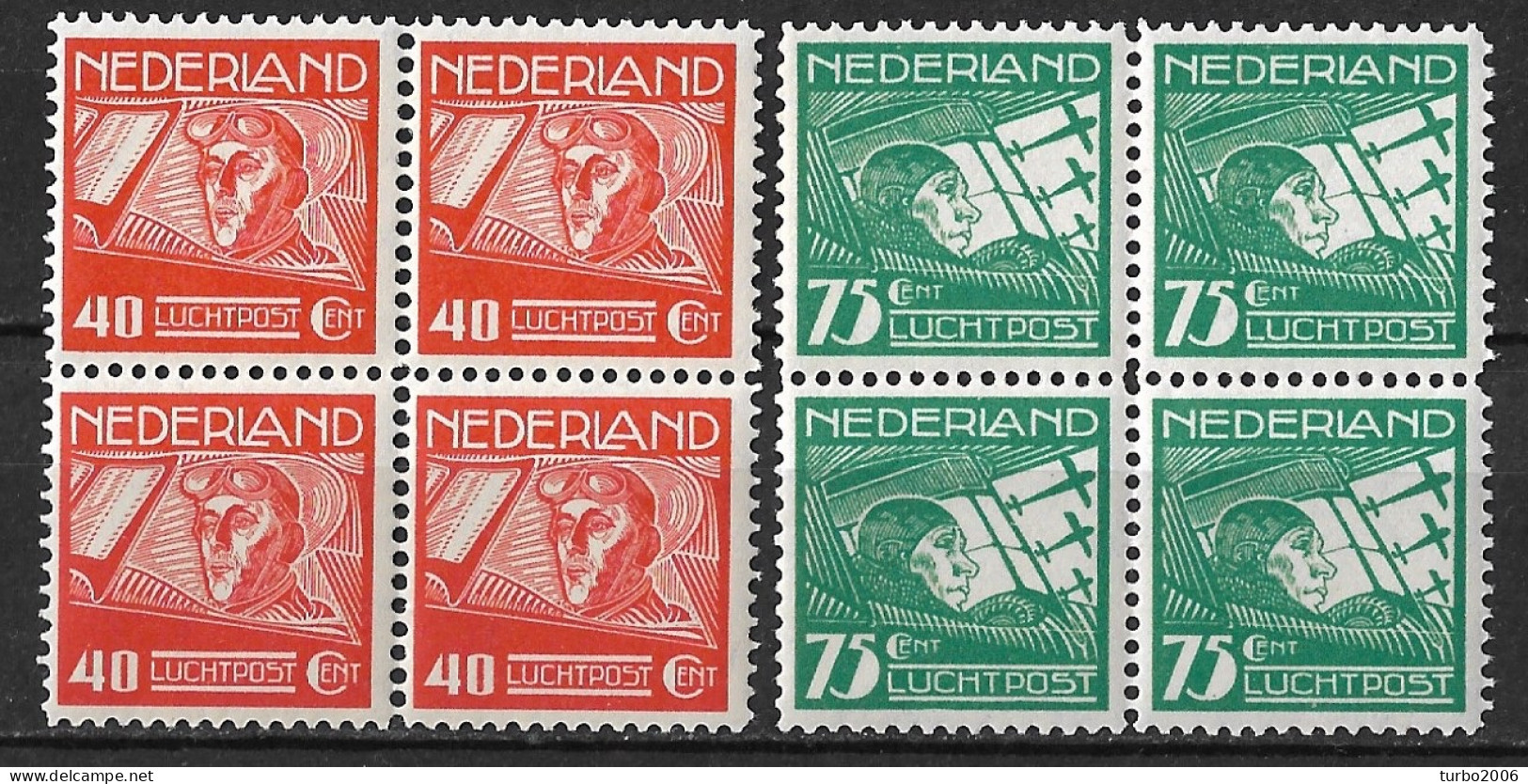 1928 Luchtpost Koppen En Van Der Hoop Postfrisse Serie In Blokken Van 4 NVPH LP 4 / 5 B - Airmail