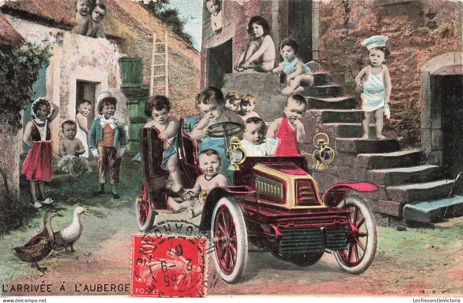 FANTAISIES - Bébés - L'arrivée à L'auberge - Colorisé - Carte Postale Ancienne - Babies