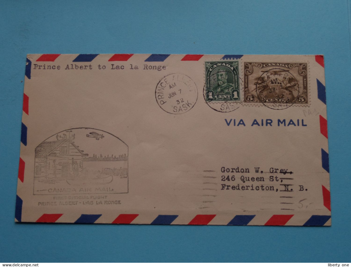 CANADA AIR MAIL - PRINCE ALBERT To LAC LA RONGE > Anno 1932 > Fredericton N.B. ( Voir / See SCANS ) F.O.F. ! - Airmail