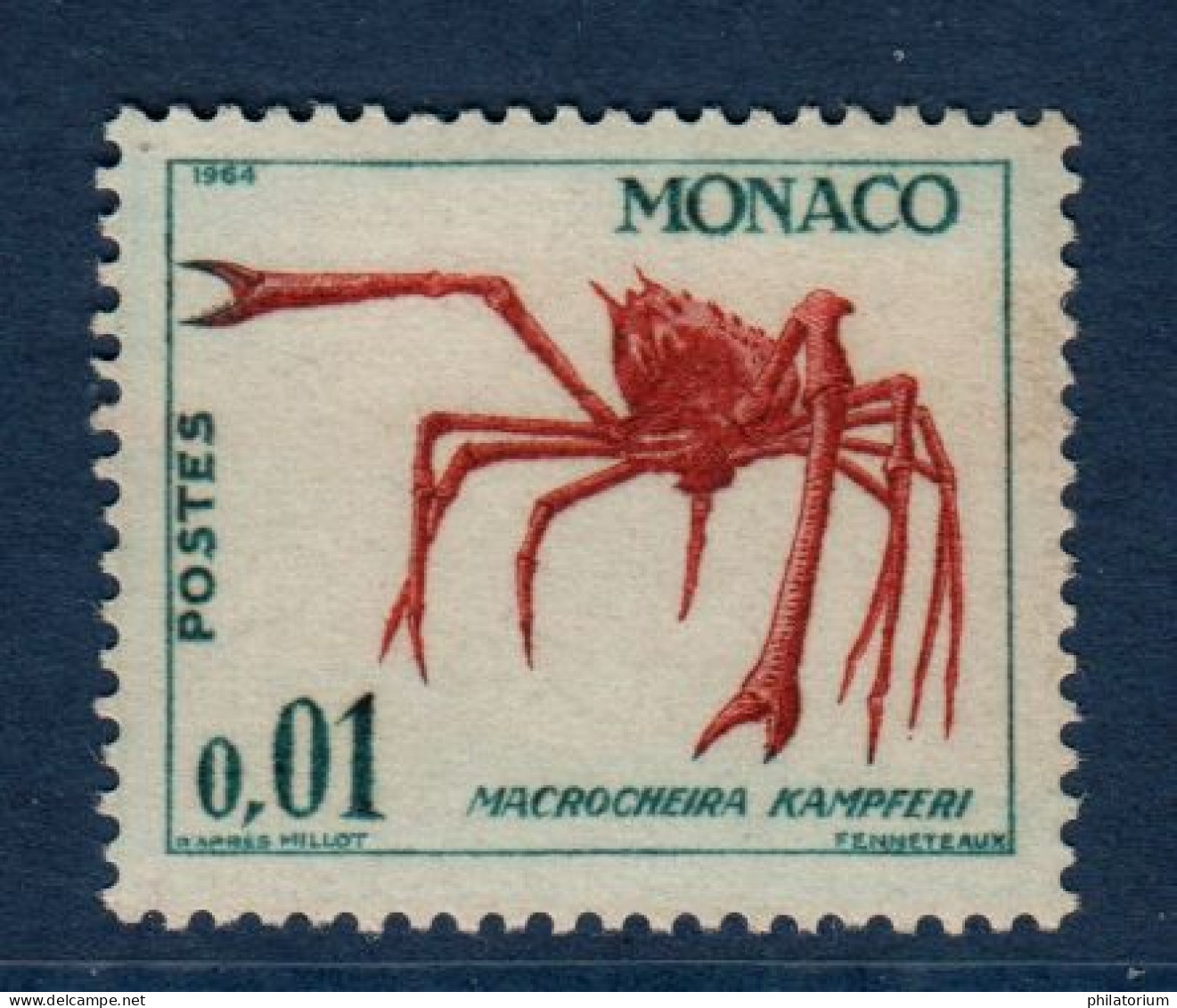 Monaco,  Yvert N° 537A, **, Crabe "macrocheira Kampferi" - Schalentiere