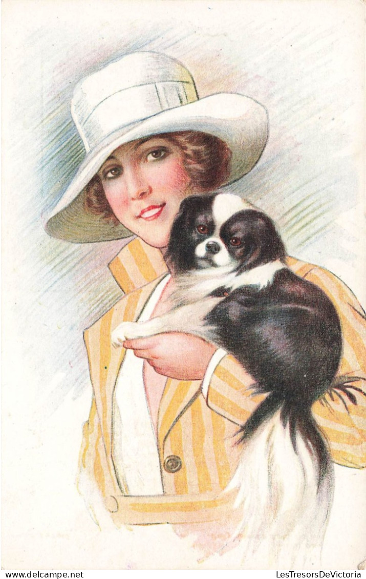 ILLUSTRATEUR - Femme Avec Son Chien - Carte Postale Ancienne - Sin Clasificación