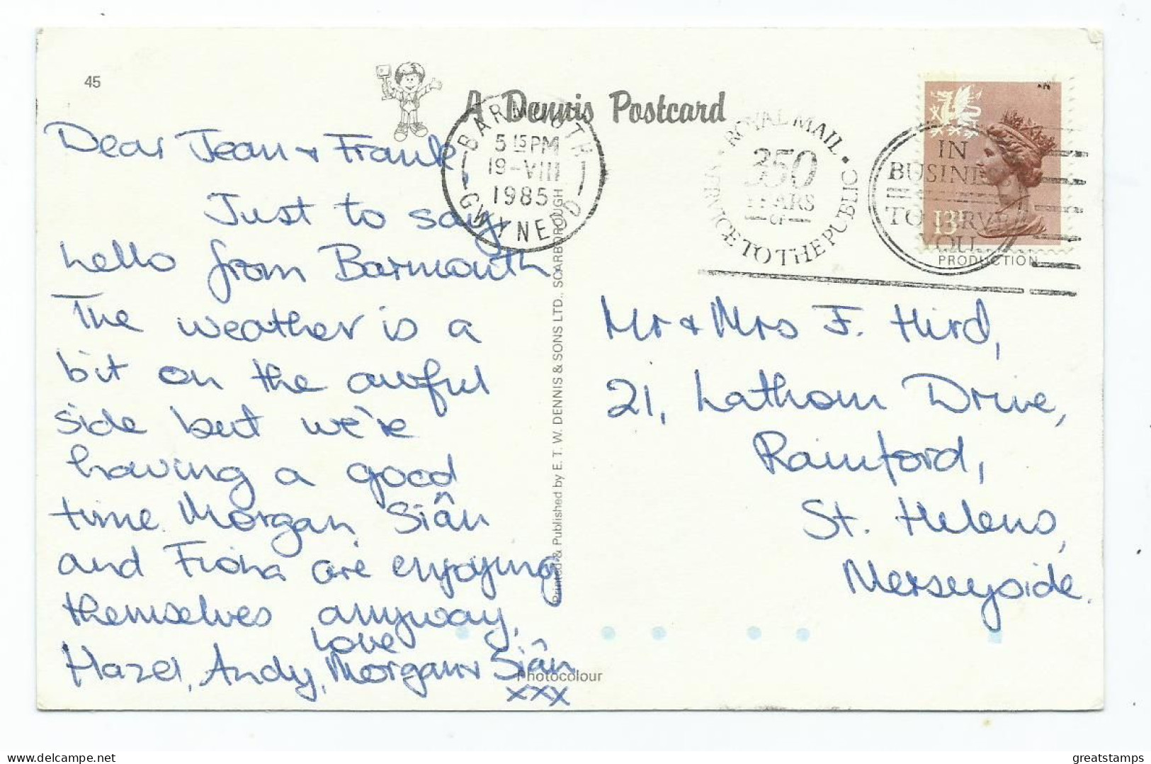 Postcard  Wales Barmouth The Beach Posted 1985 - Gwynedd