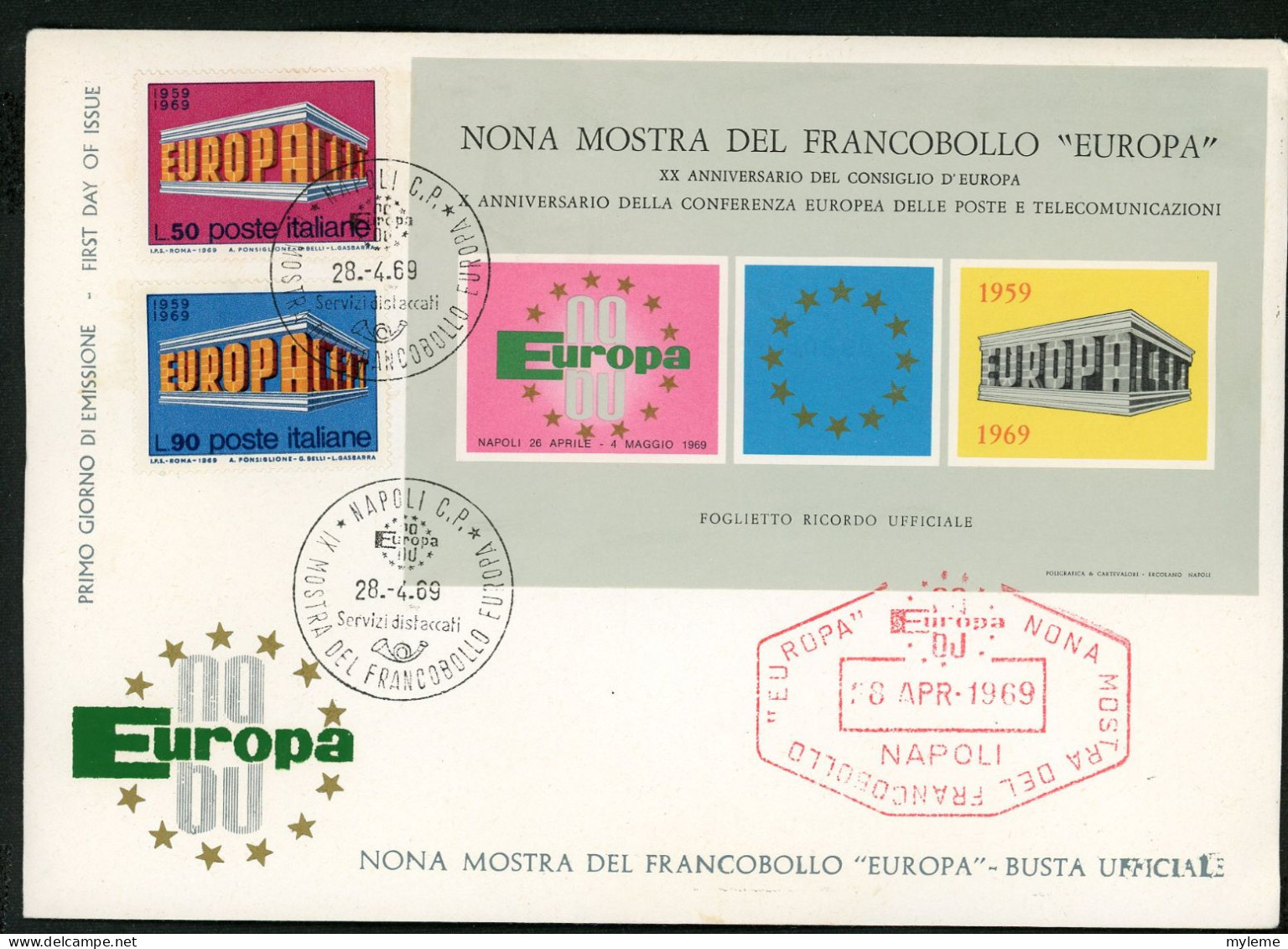 Z000 FDC 1er Jour Europa Cept Italie 1969  Dont Bloc Souvenir   A Saisir !!! - 1969