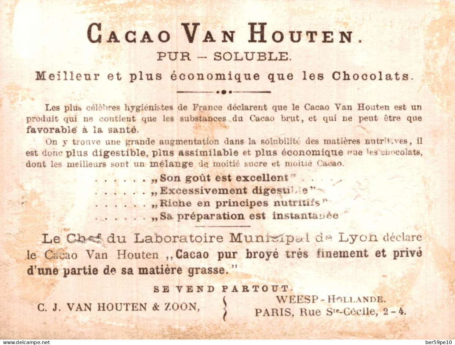 CHROMO CACAO VAN HOUTEN LE CHAT SAVANT - Van Houten