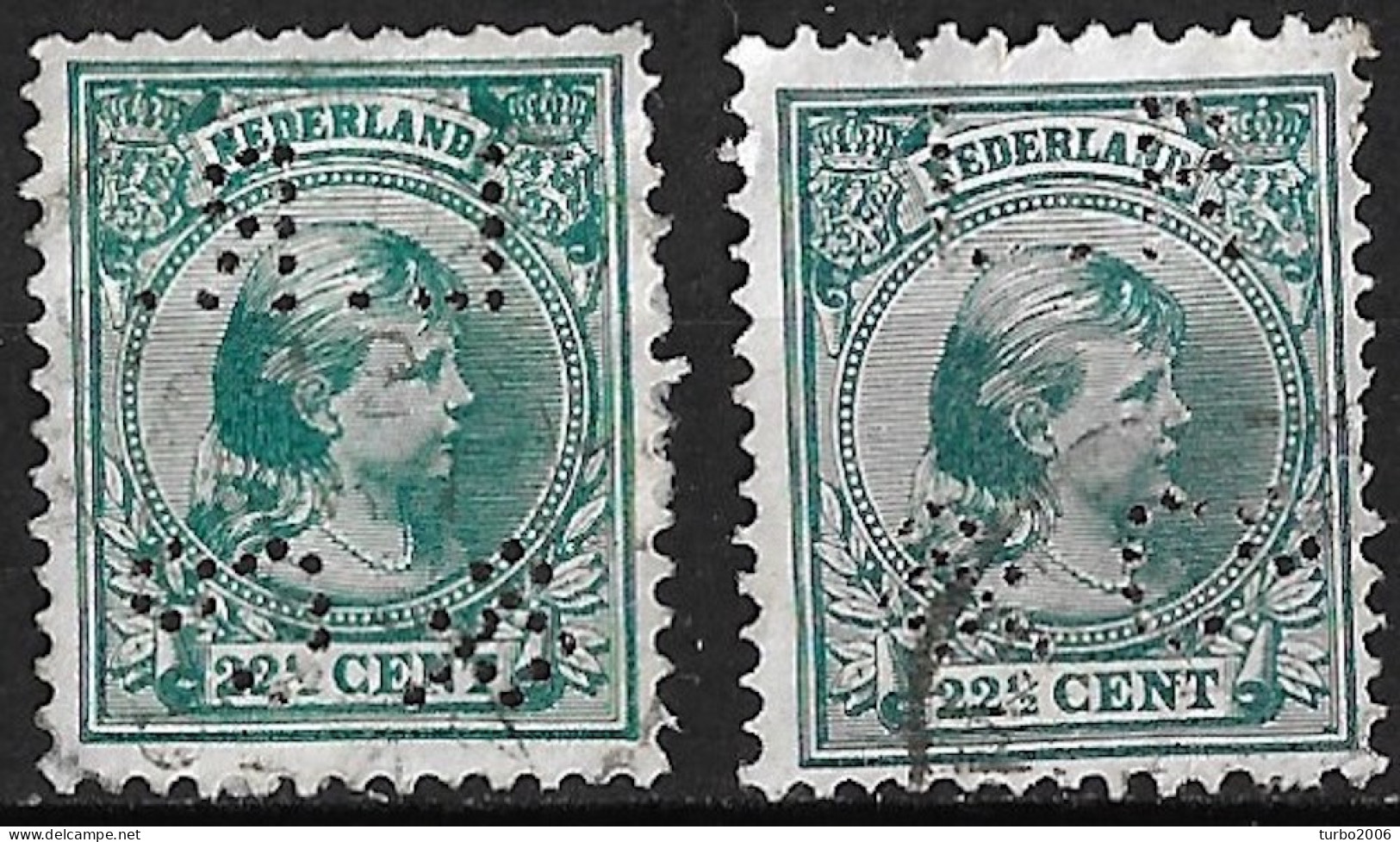 Perfin L.R. & Co In 1891 Prinses Wilhelmina 22½ Cent Donkergroen NVPH 41 (2 Richtingen) - Perfins