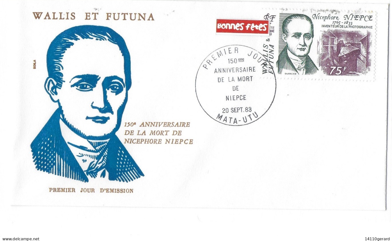 WALLIS ET FUTUNA FDC De 1983.150 Ieme ANNIVERSAIRE DE LA MORT DE NIEPCE - Lettres & Documents