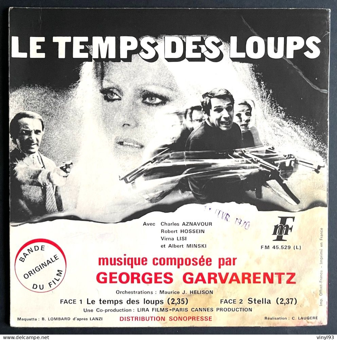 1969 - EP 45T B.O Film De S. Gobbi "Le Temps Des Loups" - Musique De Georges Garvarentz - FM 45.529 - Filmmusik