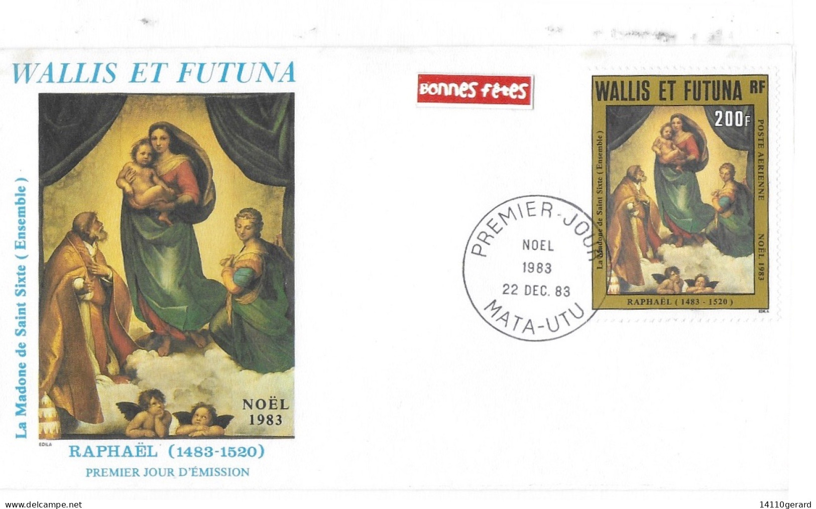 WALLIS ET FUTUNA FDC De 1983.  NOÉL  RAPHAEL (1483_1520) - Lettres & Documents