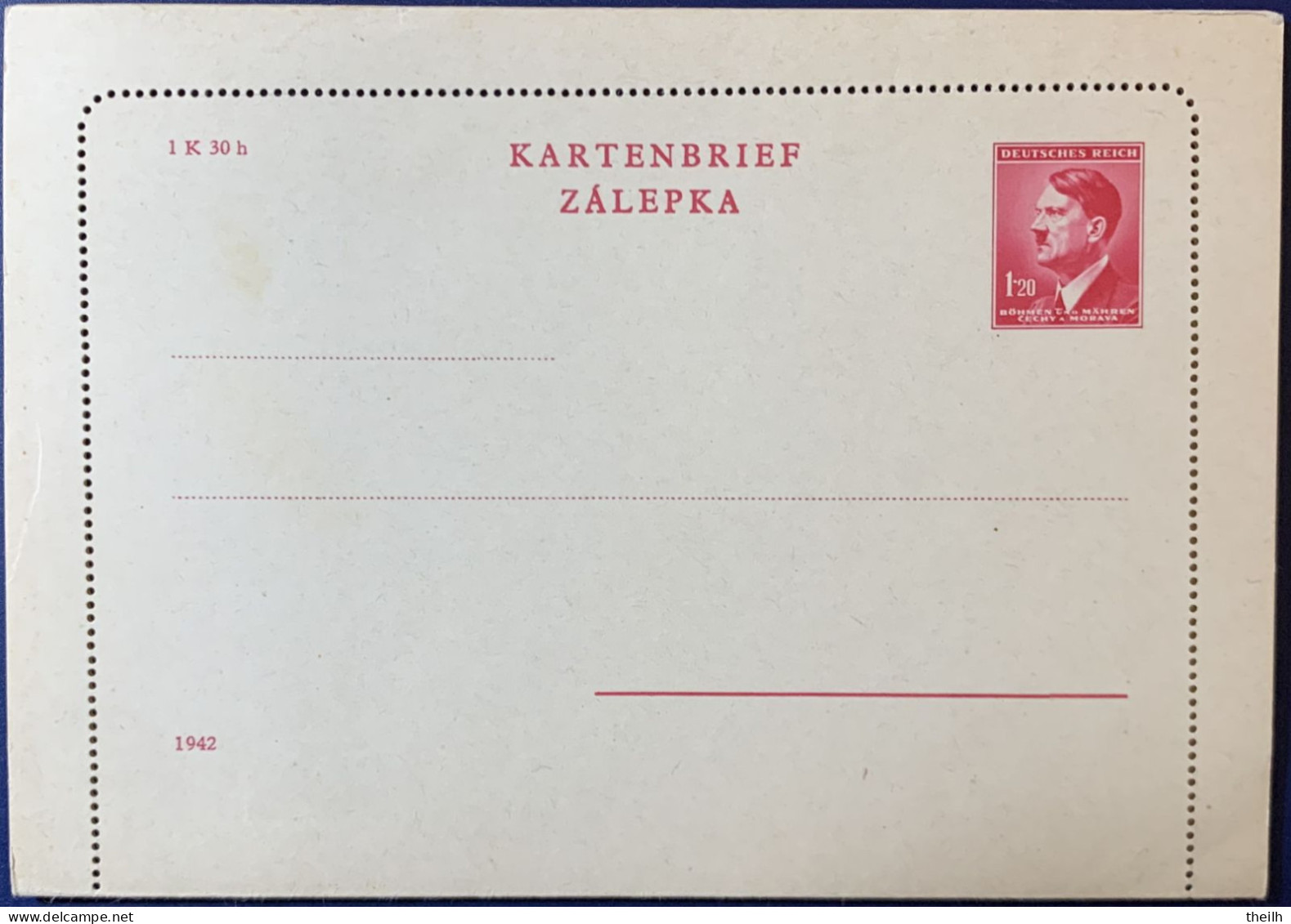 Ganzsache Kartenbrief, Böhmen Und Mähren, 1942 - Enveloppes