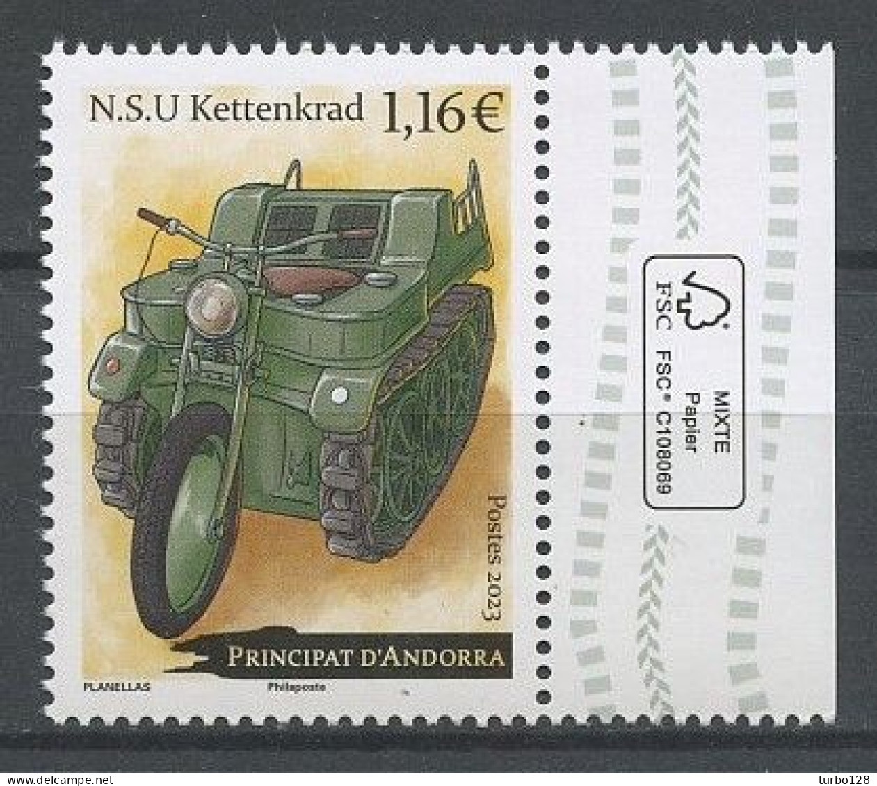 ANDORRE 2023 N° 886 ** Neuf MNH Superbe Motocyclettes Kettenkrad Véhicule Militaire Allemand Moto Transports - Neufs