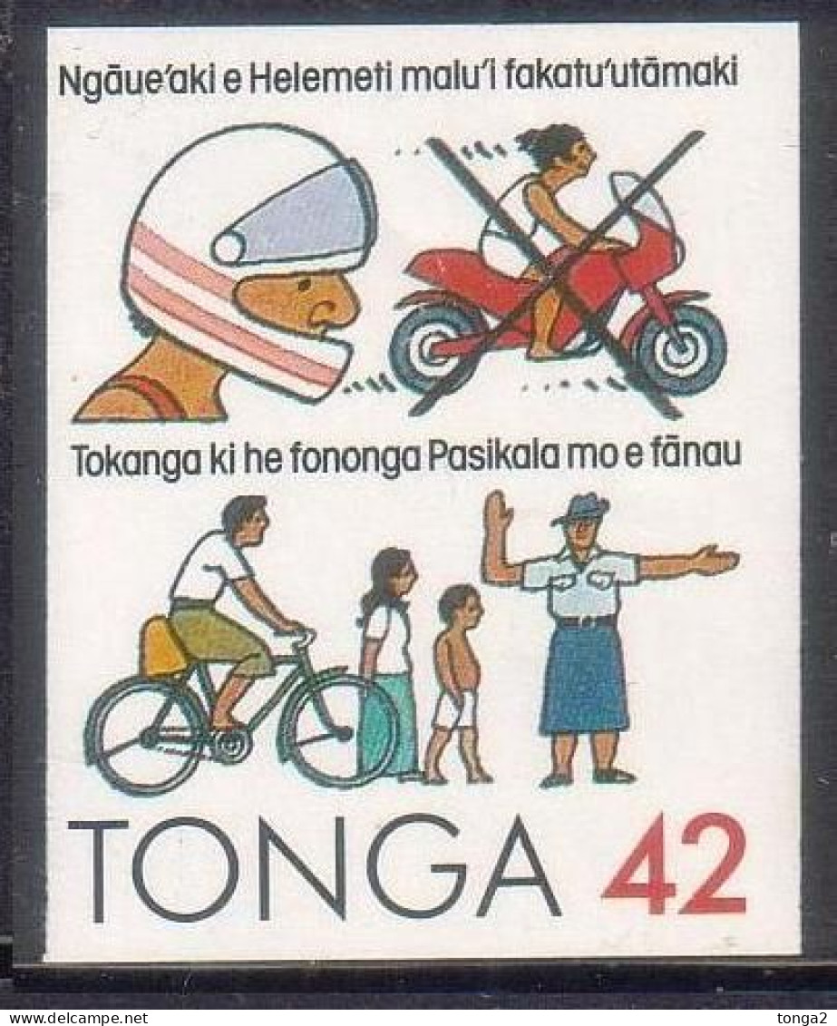 Tonga 1991 Imperf Plate Proof Showing Riding Bicycle Safely - Cycling - Read Description - Vélo