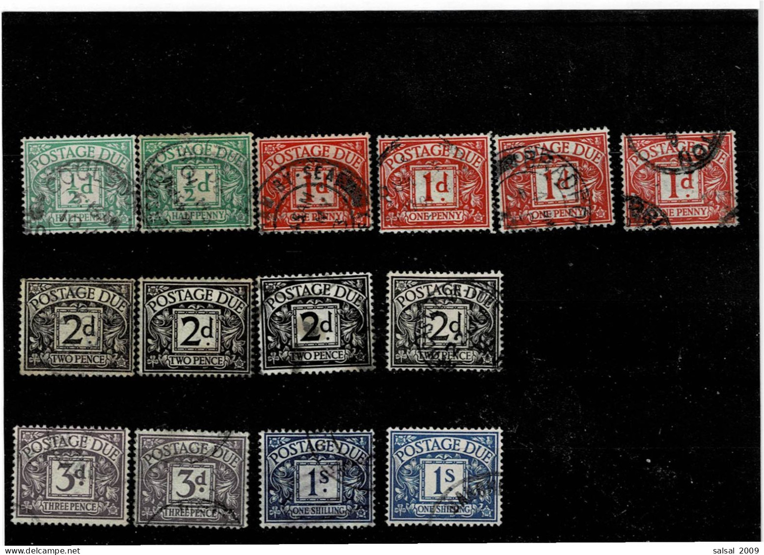 GRAN BRETAGNA ,"Segnatasse",14 Pezzi Usati ,tipi Diversi ,qualita Buona - Postage Due