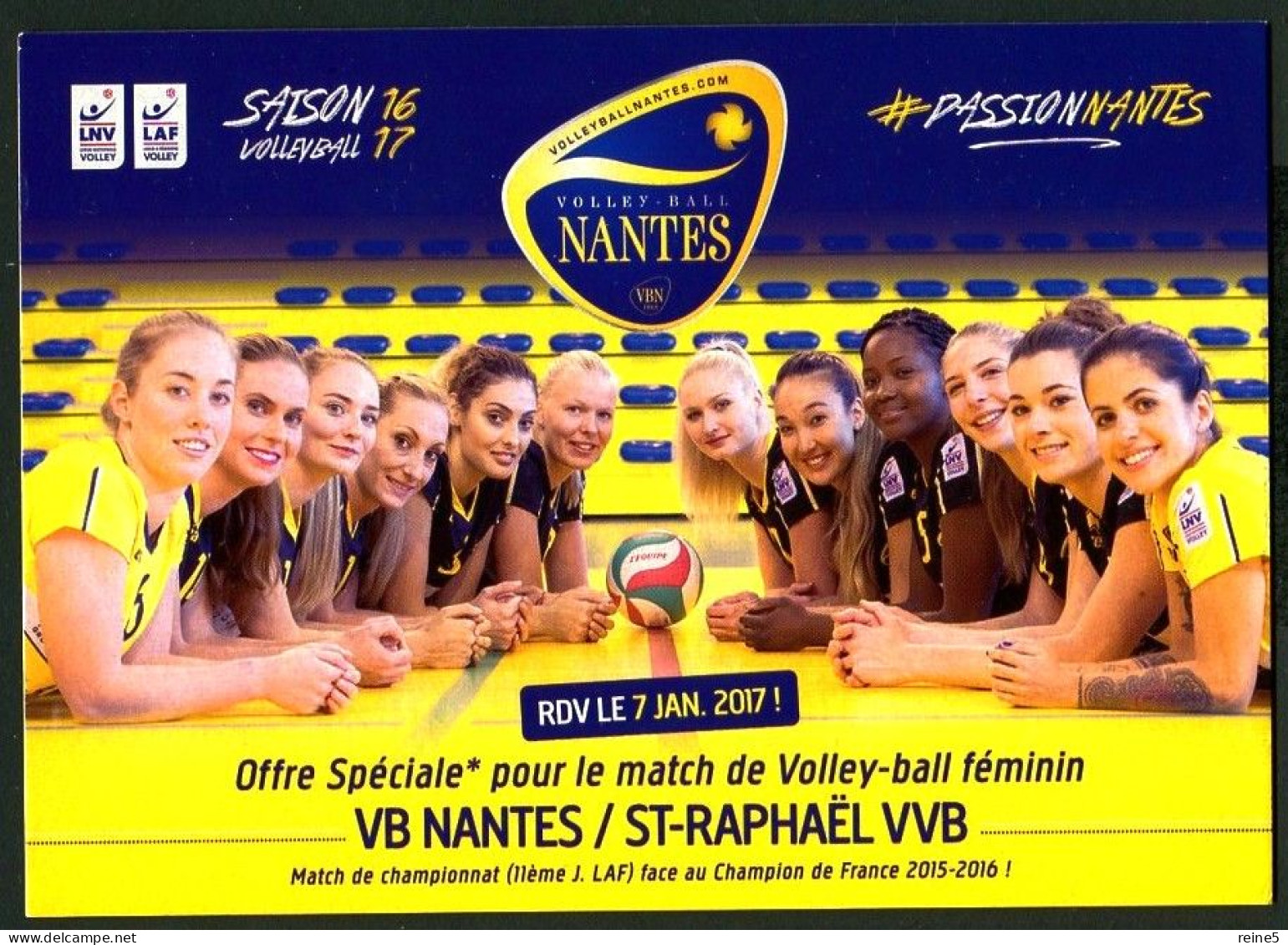 VOLLEYBALL NANTES FEMININ SALLE METROPOLITAINE DE LA TROCARDIERE à REZE CP PUBLICITE -TRES BON ETAT -REFimg-748-751A-751 - Voleibol