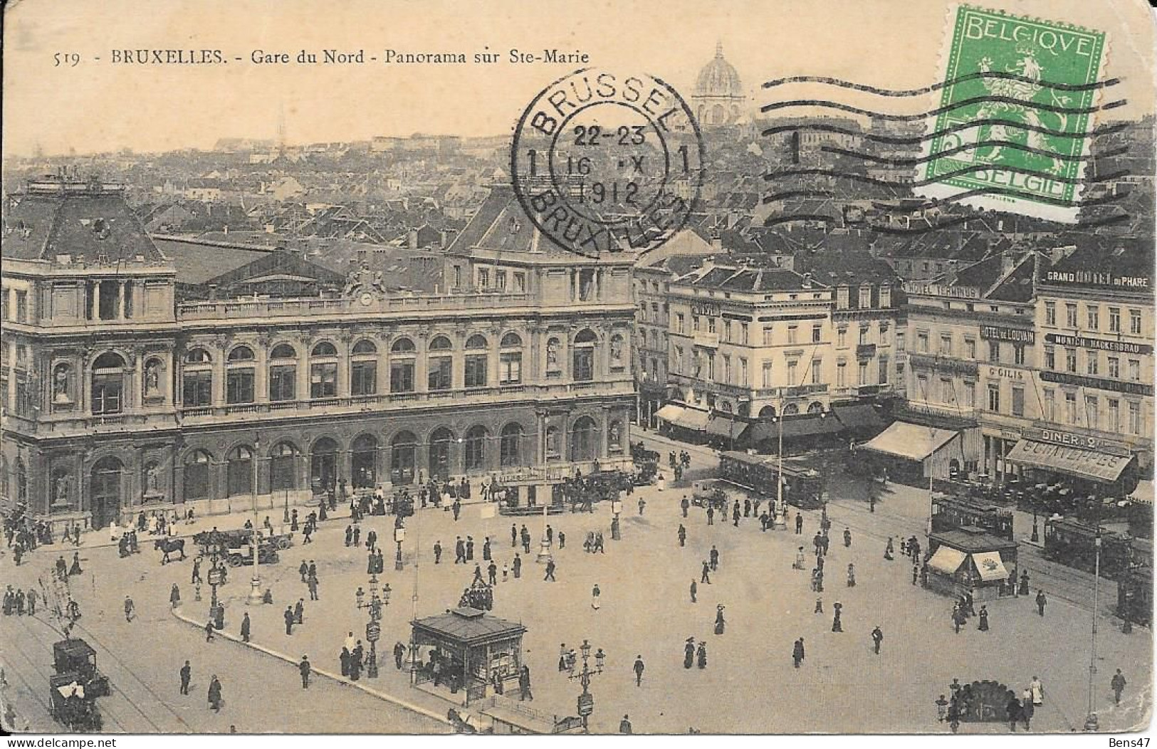 Bruxelles Gare Du Nord  Panorama Saur Ste-Marie 16-10-1912 - Spoorwegen, Stations