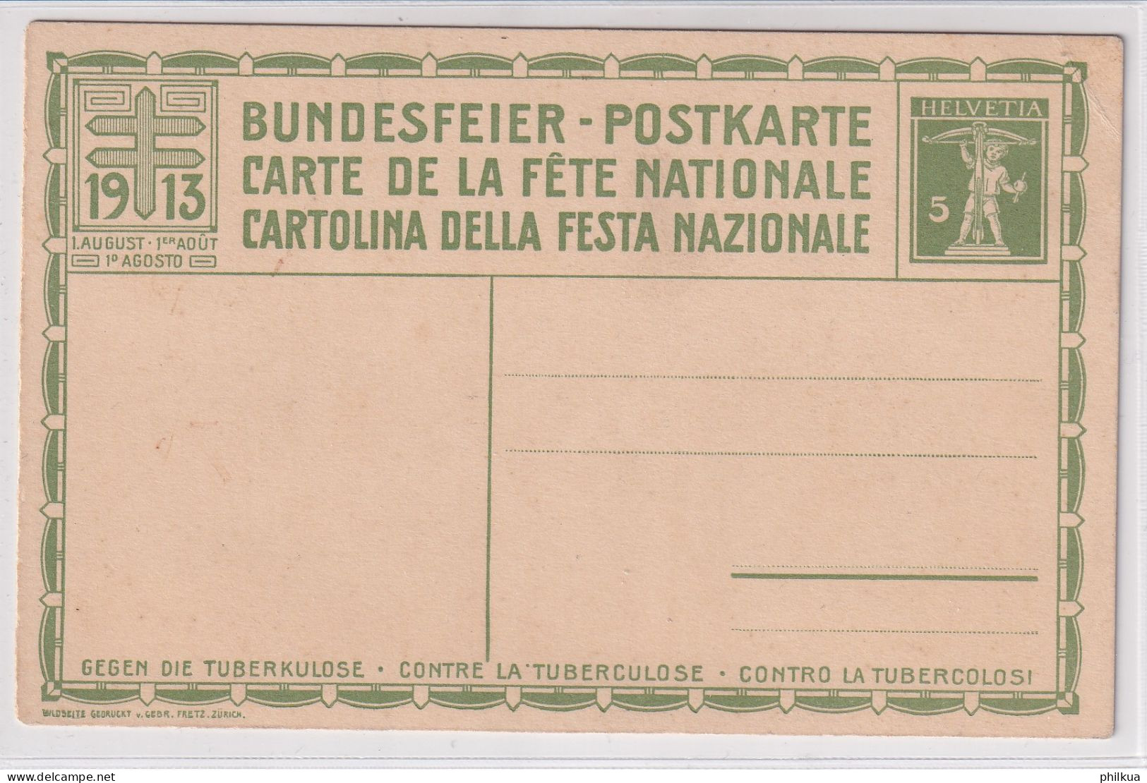 Schweiz 1913 - Bundesfeier Postkarte - Das Rütli - Andere & Zonder Classificatie