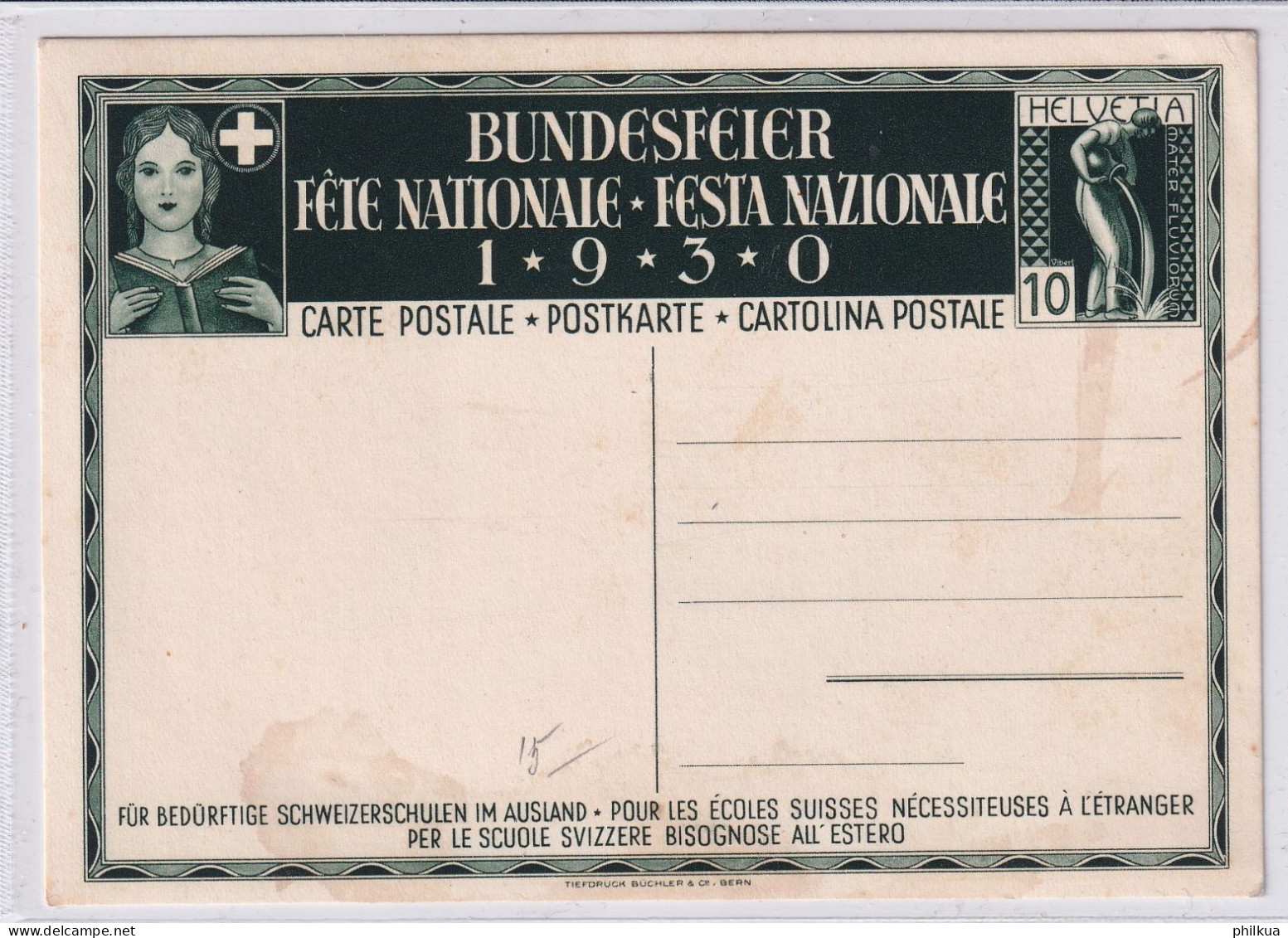 Schweiz 1930 - Bundesfeier Postkarte - Für Bedürftige Schweizer Im Ausland - Otros & Sin Clasificación