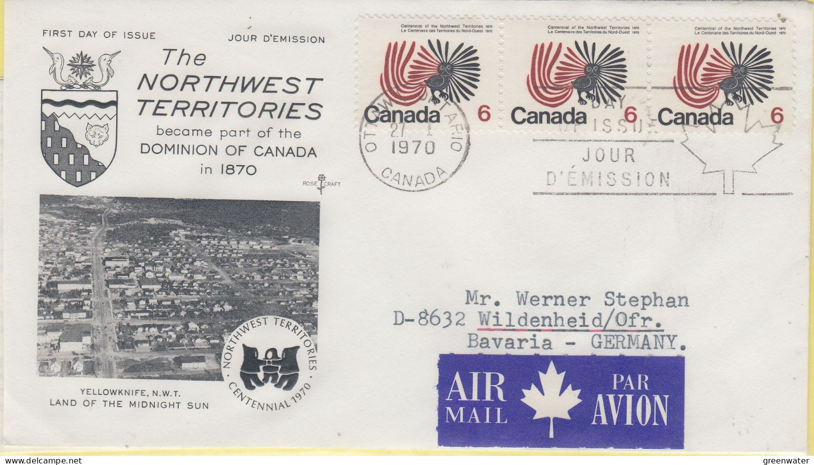 Canada 1970 Nortwest Territories  FDC (CN180) - 1961-1970