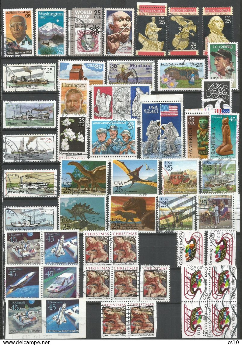 USA HIGH QUALITY 1989 Yearset - Selection Of Used Stamps Of The Year - # 50 VFU Pcs - Including HV Pairs IMPERFORATED - Ganze Jahrgänge